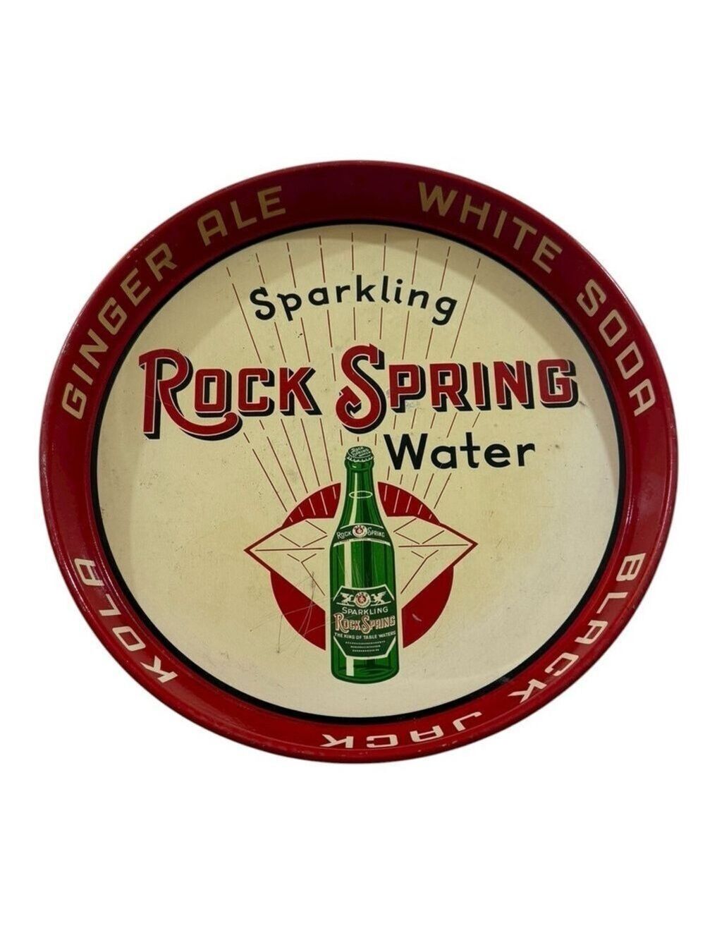 Rock Spring Soda Water Metal Serving Tray Vintage-Style Red & Green